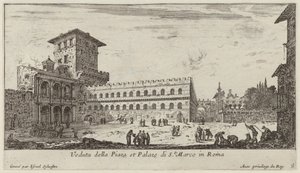 Ansicht der Piazza und des Palastes von St. Marco in Rom von Israël Silvestre