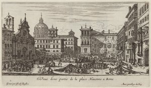 Ansicht eines Teils des Navona-Platzes in Rom von Israël Silvestre