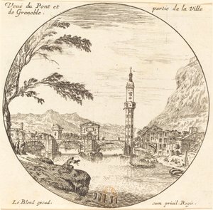 Ansicht der Brücke und eines Teils der Stadt Grenoble von Israël Silvestre