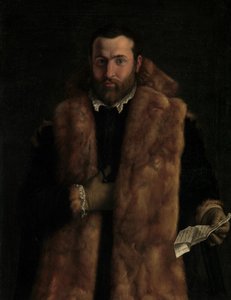 Porträt eines Mannes in einem pelzbesetzten Mantel von Italian