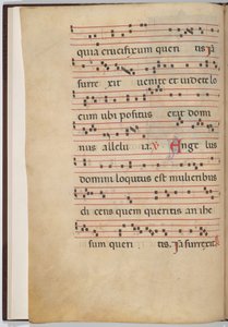 Blatt 1 aus einem Antiphonar-Fragment (Rückseite) von Italian 13th Century