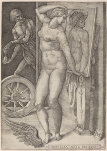 Allegorie der Eitelkeit (Der Tod überrascht eine Frau) von Italian 16th Century