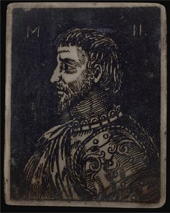 Büste eines bärtigen Mannes mit verziertem Brustpanzer nach links blickend von Italian 16th Century