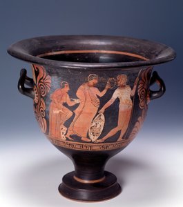 Krater aus Cumae, der eine Opferszene darstellt (Terrakotta, 320-310 v. Chr.)