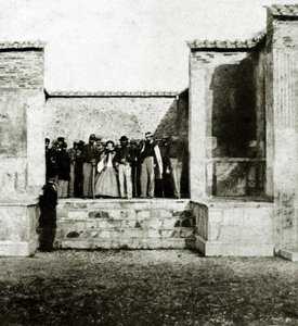 Giuseppe Garibaldi mit Giuseppe Fiorelli bei einem Besuch in Pompeji