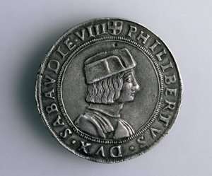 4-Teston-Münze (Vorderseite) von Philibert II. von Savoyen (1497-1504), 15.-16. Jahrhundert (Silber)