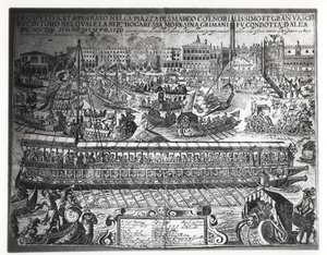 Eine Regatta mit der Dogaressa Moresina Grimani im Bucintoro von Italian School