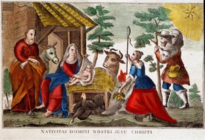 Anbetung der Hirten/Nativität Christi, italienisches Bild 18. Jahrhundert