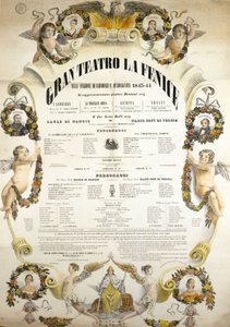Plakat des Theaters La Fenice in Venedig für die Saison 1843 - 1844.