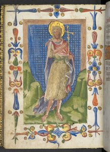 Eine illuminierte Seite aus dem Calendarium, frühes 15. Jahrhundert (Pergament)