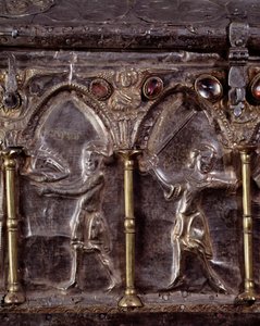 Arche von Barbarossa, mit Szenen aus dem Leben von Johannes dem Täufer (Holz, Silberblatt und Steine)