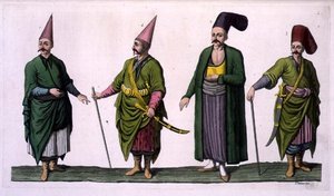 Bostandji, Khasseki und andere Beispiele osmanischer Kostüme, Tafel 5 aus Teil III, Band I von 