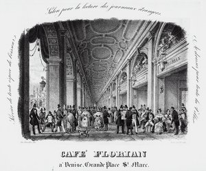 Caffe Florian auf dem Markusplatz in Venedig, Gravur, Italien von Italian School