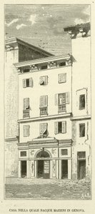 Casa Nella Quale Nacque Mazzini in Genua (Gravur) von Italian School