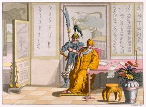 Chinesische taoistische Religionsführer: Die Gottheit Kuan-ti, graviert von Fumagalli und Bramatti, ca. 1820-30 (Farbstich)
