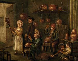 Werkstatt des Kupferschmieds, von unbekanntem venezianischen Künstler, Italien