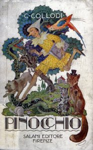 Cover von Carlo Collodis Buch „Pinocchio“, herausgegeben von Salani editore, ca. 1920.