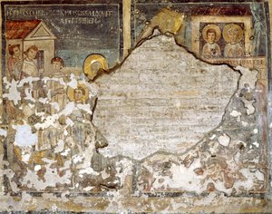 Beschädigtes Fresko aus Santa Maria Antiqua, Rom