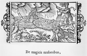 De magicis mulieribus, Illustration aus Historia de Gentibus Septentrionalibus von Olaus Magnus (1490-1558), veröffentlicht in Rom, 1555 von Italian School