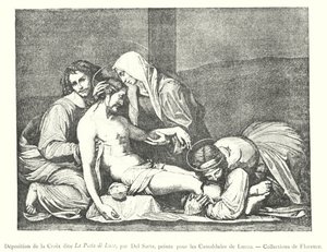 Kreuzabnahme genannt La Pieta di Luco, von Del Sarte, gemalt für die Kamaldulenser von Lucco, Sammlungen von Florenz von Italian School