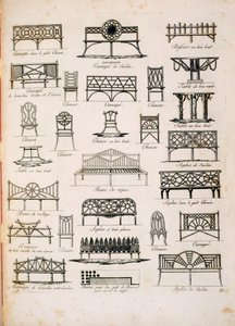 Entwürfe für Gartensitze, aus Ein Kompendium von Zeichnungen, von J.G. Grohmann, veröffentlicht 1805 von Italian School