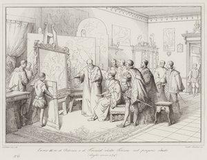Heinrich III., König von Polen und Frankreich, besucht Tizian in seinem Atelier von Italian School