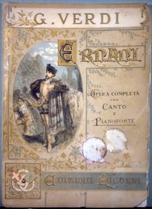 Ernani von Verdi, Umschlag für die Partitur für Gesang und Klavier, Mitte 19. Jahrhundert