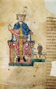 Federico II. von Svevia, Illustration aus De arte venandi cum avibus, ca. 1220-50 von Italian School