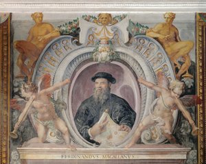 Ferdinand Magellan, in der Sala del Mappamondo von Italian School
