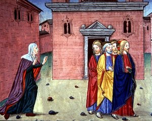 Fol.86v Christus trifft eine Frau und sagt 