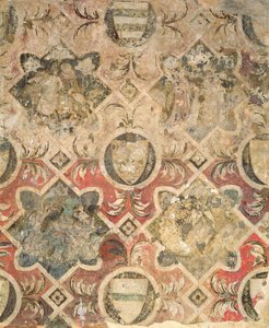 Fragment eines Freskos, dekoriert mit Wappen