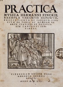Frontispiz von Practica musica von Hermann Finck (1527-1558), deutscher Komponist und Musiktheoretiker