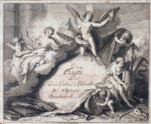 Frontispiz der Partitur von Due trietti per due violini e violoncello von Luigi Boccherini