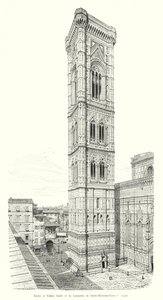 Giotto und Taddeo Gaddi, Der Glockenturm von Santa Maria del Fiore (Stich) von Italian School