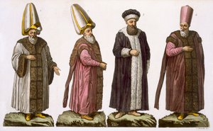 Großwesir, Caim-Mecam, Reis-Efendi und Khodjakian, Tafel 15 aus Teil III, Band I der Geschichte der Nationen, graviert von C. Botticella