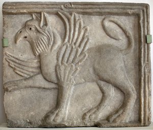 Greif (oder Gryphe). Flachrelief, Marmor, Venedig (Italien) 12. Jahrhundert. Nationalgalerie, Sternberg-Palast, Prag (Tschechien) von Italian School