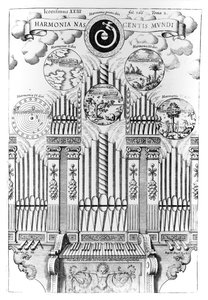 Harmonie der Geburt der Welt (Harmonia Nascentis Mundi), Illustration aus Musurgia Universalis, Bd.2, fol.366, von Athanasius Kircher, veröffentlicht in Rom, 1650