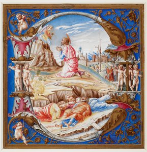 Initiale D, die die Agonie im Garten zeigt, aus einem Chorbuch (Add. 74233 A), ca. 1500