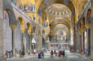 Innenraum der Basilika San Marco, Blick auf die Kuppel, aus Views of Venice von Cecchini, Pividor und Viola, ca. 1850 von Italian School
