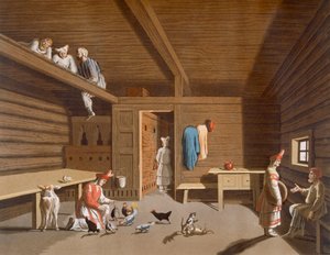 Innenraum eines russischen Bauernhauses, ca. 1820er-30er Jahre von Italian School