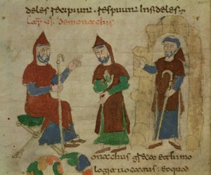 Investitur eines Benediktinermönchs, aus De Universo von Rabanus Maurus (ca. 780-856) 1023 von Italian School