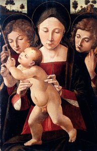 Madonna und Kind mit zwei Engeln