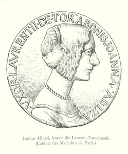 Jeanne Albizzi, Frau von Laurent Tornabuoni, Kabinett der Medaillen von Paris (Gravur) von Italian School