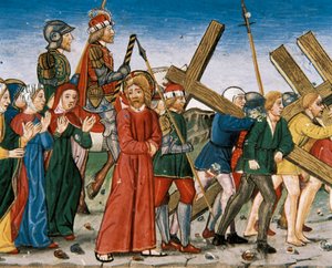 Jesus führt nach Golgatha und die heiligen Frauen auf dem Weg von Italian School