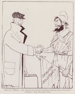 Kaiser Wilhelm II übergibt die Macht an den Bolschewismus von Italian School