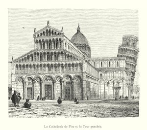 Die Kathedrale von Pisa und der Schiefe Turm (Stich) von Italian School