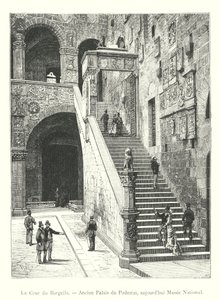Der Hof des Bargello, ehemaliger Palast des Podestà, heute Nationalmuseum (Stich) von Italian School