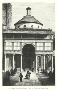 Die Fassade der Pazzi-Kapelle, Kreuzgang von Santa Croce (Gravur) von Italian School