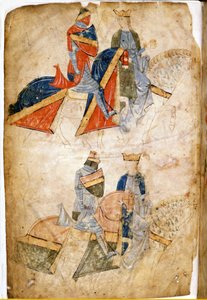 Lancelot du Lac mit Königin Guinevere. Manuskript von Rusticano da Pisa. 13. Jahrhundert. Venedig Biblioteca Marciana von Italian School