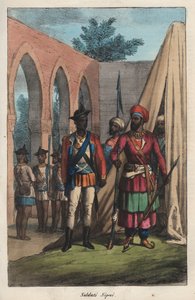 Die Sepoys, Armee aus Indern im Dienst der Ostindien-Kompanie - Indischer Sepoy (Soldat) - Gravur aus 
